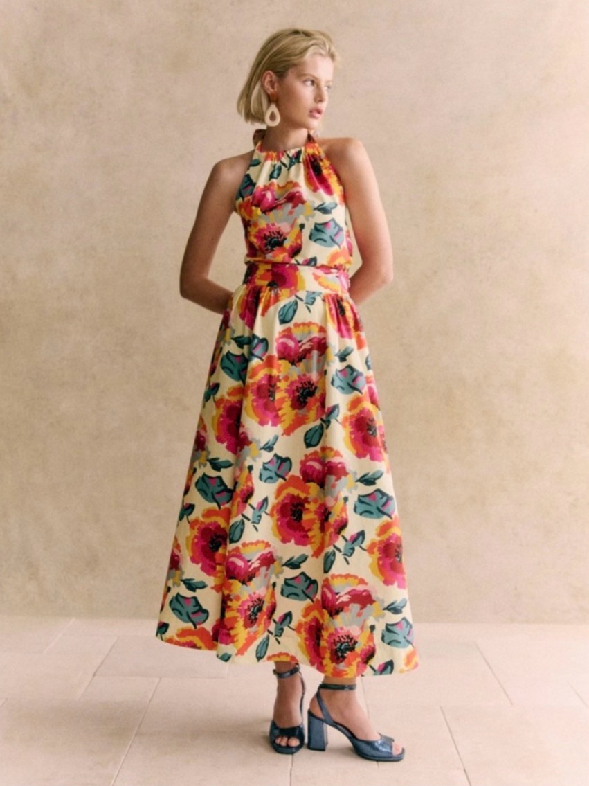 Sezane Adrianna Skirt - Szane X Momon Maxi Flowers Ecru Background - Size 4